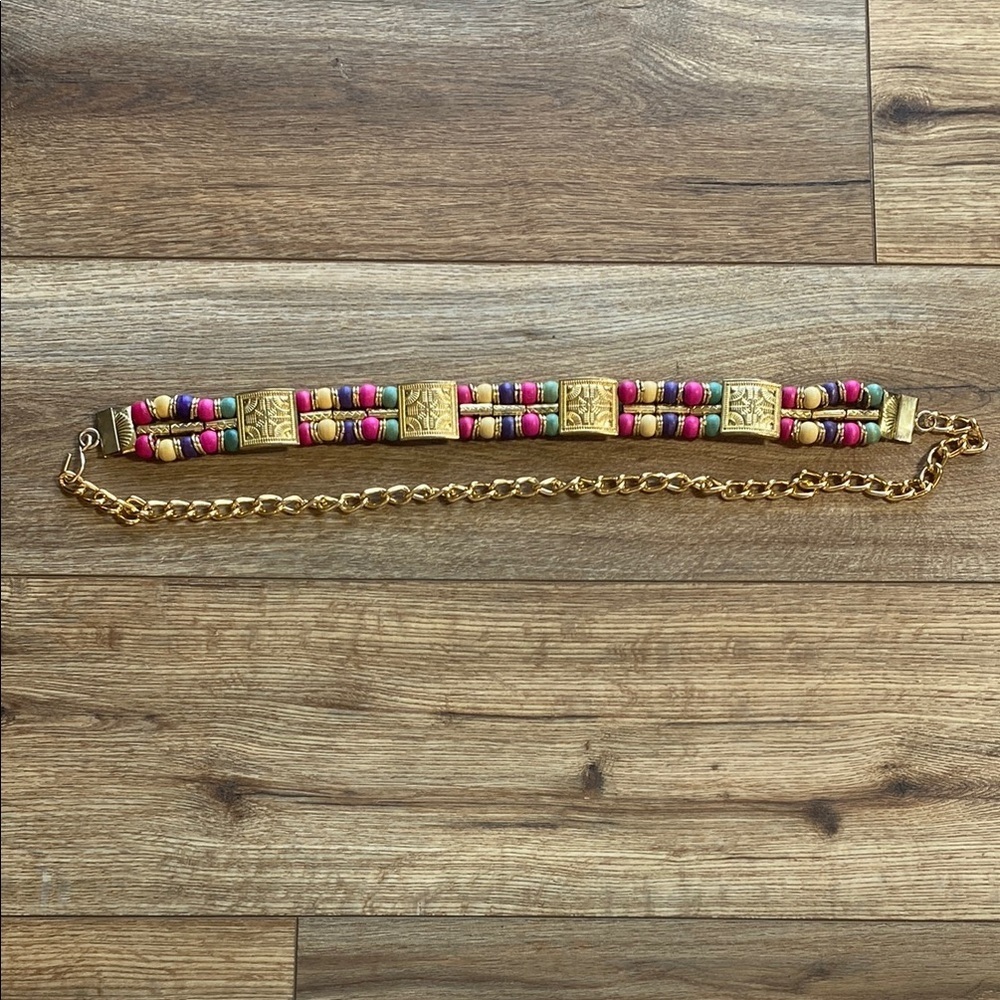 Vintage beaded handmade Colorful adjustable chain belt